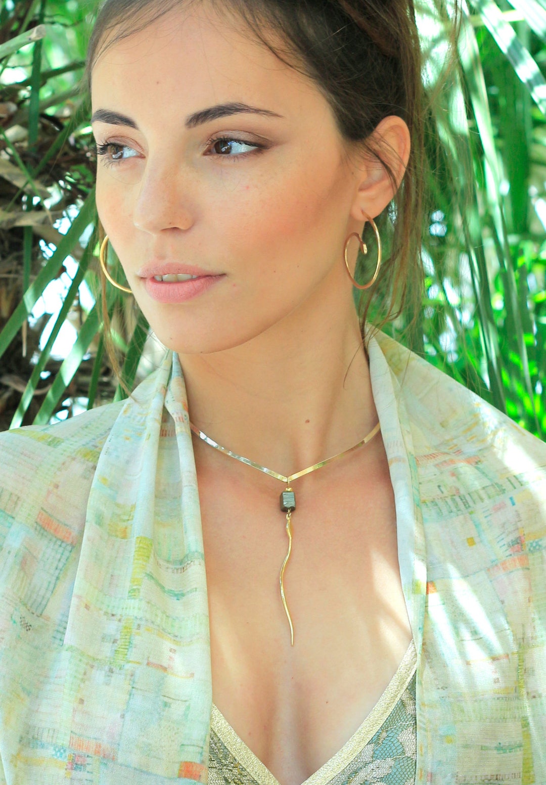 Gold Wire Choker Necklace, Collar Necklace for Women, Cuff