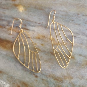 Gold Cicada Earrings, Fairy Jewelry for Women, Butterfly Wing Earrings, Wings Earrings, Gold Wings Earrings, Jewelry Gift for Her,Gold Wings