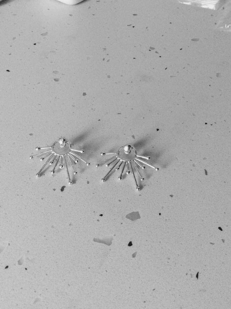 Ear Jacket Earrings Silver, Large Earrings Sterling Silver, Double Sided Earrings,Spike Earrings,Edgy Earrings for Women,Gift for Girlfriend image 7