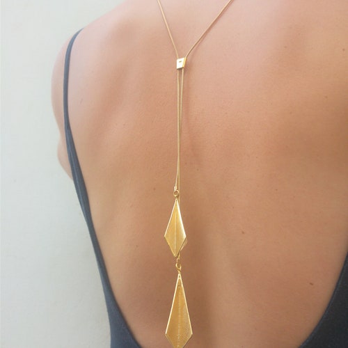 Gold Drop Necklace, Gold Lariat Necklace, Gold Back Drop Necklace, Long Y Necklace, Long Lariat Necklace, Gold Pendant Necklaces for shops Women