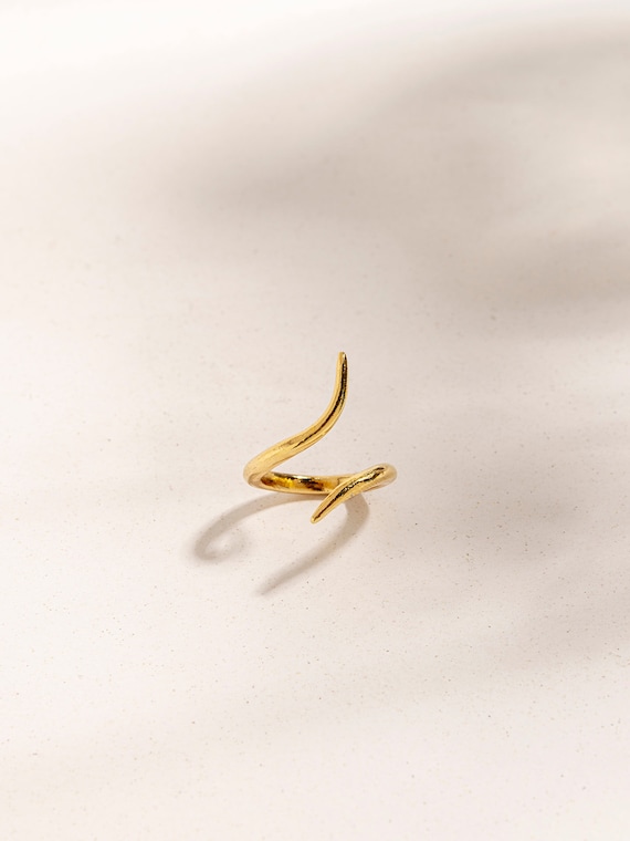 Yellow Gold Snake Ring, Gold Serpent Ring, Minimalist Open Ring Gold,Gold Open Ring,Sterling Snake Serpent Ring,Gold Wrap Ring,Animal Ring