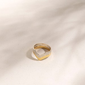 Gold and Silver Ring Set, 2 Ring Set, V Ring, Minimalist Ring Set, Chevron Stacking Ring, Geometric Ring Set, Dainty Ring Set for Women image 3