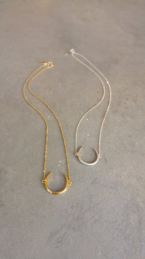 Gold Horseshoe Necklace Upside Down 