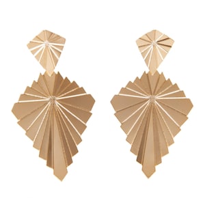 Gold Statement Earrings, Art Deco Earrings Gold, Bridal Earrings Drop, Large Earrings for Women, Bridal Gold Earrings, Earrings for Bride