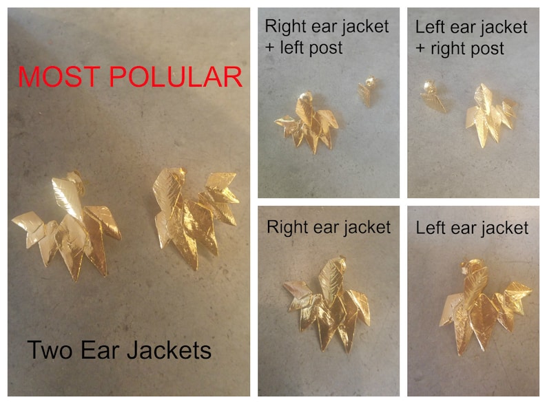 Ear Jackets, Rose Gold Statement Earrings, Front Back Earrings, Nature Jewelry, Sun Earring, Ear Climber, Double Side Earring, Edgy Earrings image 9
