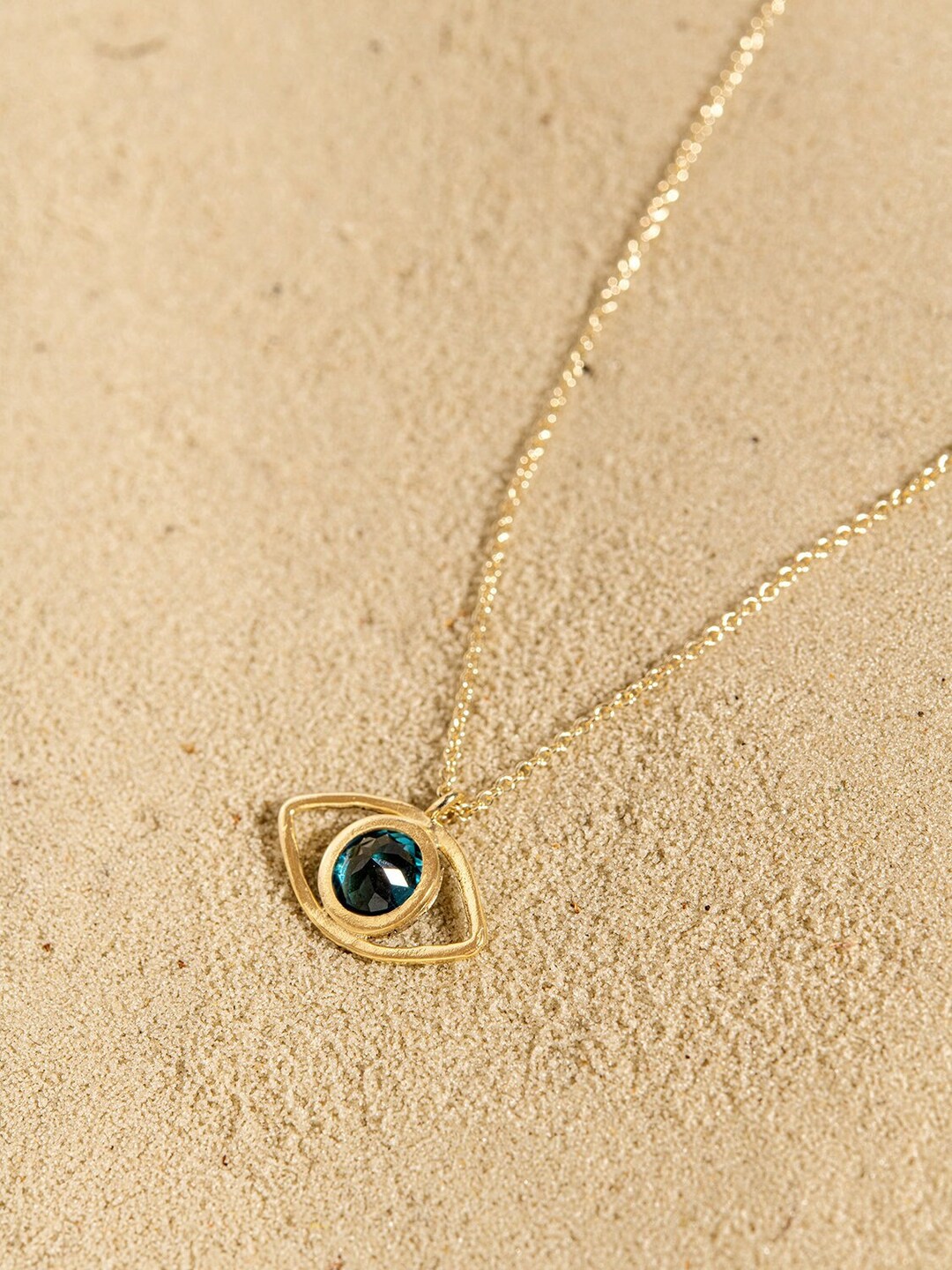 Blue Eye Necklace, 14k Gold Evil Eye Necklace, 14k Gold Blue Topaz ...