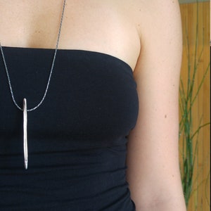 Pod Necklace, Minimalist Long Necklace, Nature Inspired Necklace, Black Chain Necklace, Simple long Bar Pendant Necklace,Layering Necklaces image 9