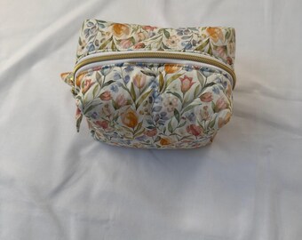 Large romantic cosmetic bag – handmade unique piece