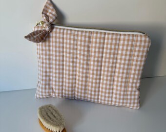 Handmade Cotton Makeup Bag | Travel Cosmetic Pouch | Zipper Toiletry Bag | Gift for Her