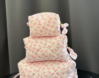 Handmade 3 Piece Makeup Bag Set – Cosmetic Pouch – Travel Toiletry Organizer – Gift for Her