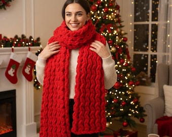 Handmade Red Romantic Scarf