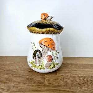 Vintage Laurentian for Sears XL Merry Mushroom Canister, Cookie Jar  - Retro Kitchen Decor - 70s Cottagecore Charm