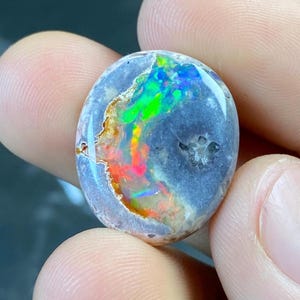 Natural Mexican Matrix Opal - Vibrant Fire Colors | Collectible Polished Specimen | Rare Rainbow Flash | Cabochon Gem