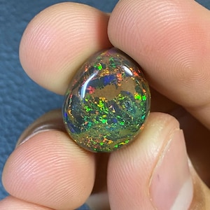 Mexican Black Fire Opal: AAA Quality Gemstone, Intense Color Play