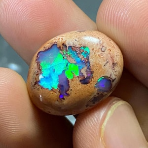 Natural Mexican Matrix Opal - Vibrant Fire Colors | Collectible Polished Specimen | Rare Rainbow Flash | Cabochon Gem