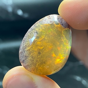 Mexican Matrix Opal Contraluz  - Natural Transparent Opal with Play of Color - Rare Fire Opal from Mexico - Unique Gemstone for Jewelry
