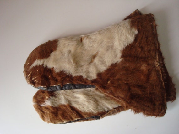 Genuine cowhide mittens vintage outerwear gloves