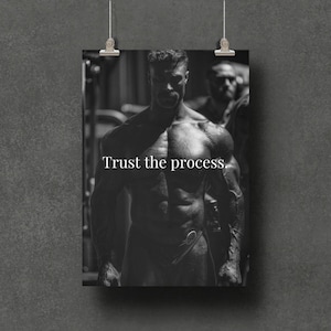 Chris Bumstelle Motivationsposter, Mr. Olympia, Vertrauen dem Prozess Zitat, Bodypainting Gym Wandkunst, Fitness Inspiration Dekor, CBum Poster