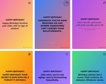 Funny Birthday E-Card for Adults | Printable Digital Download | Sarcastic Birthday