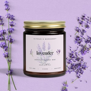Lavender Scented Candle for Relaxation Stress Relief Gift Aromatherapy Candle Gift for Her Spa Candle Floral Scented Home Decor