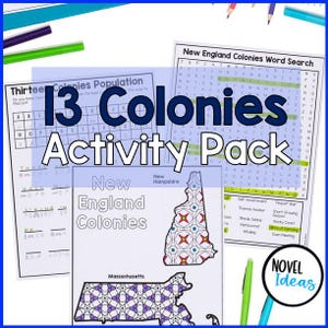 13 Colonies Activity Pack | 13 Colonies Printables Word Search Coloring Pages | US History Activity Sheets | Social Studies