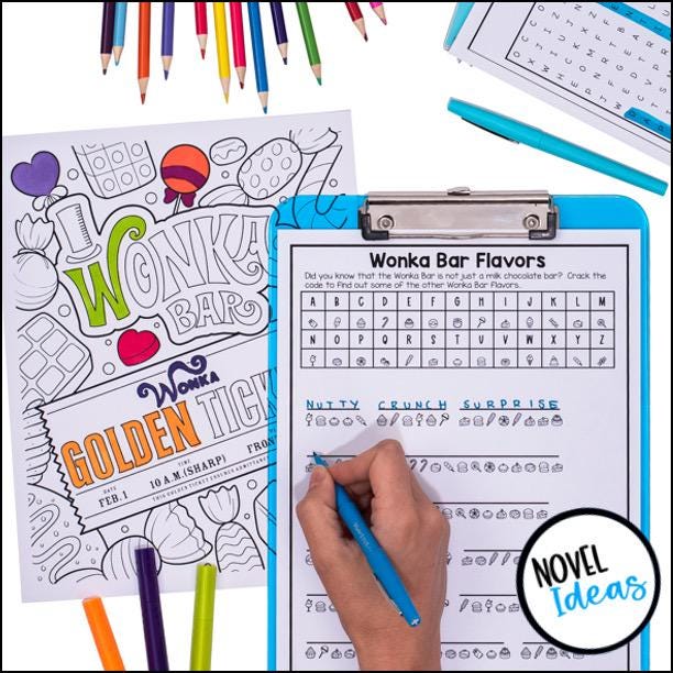 Charlie and the Chocolate Factory Novel Study Activity Pack Word Search ...