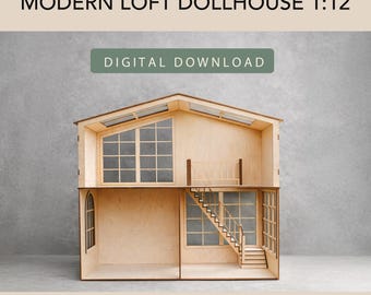 Modern Loft Dollhouse 1:12 Scale Laser Cut Files (Digital Download)