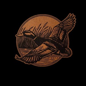 Duck In Flight Patch -  Iron-on Leatherette Patch