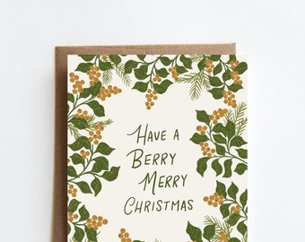 Berry Merry Christmas Hand Illustrated Holiday Card