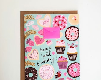 Sweet Birthday Hand Illustrated Tiny Envelopes Card