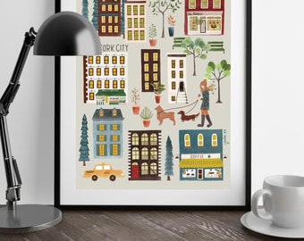 NYC Stroll Art Print 8x10