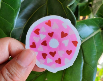 Hand Illustrated Pink Hearts Donut Sticker