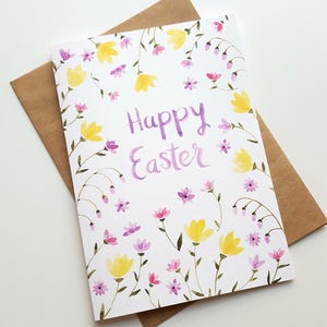 Happy Easter Hand Painted Watercolor Greeting Card