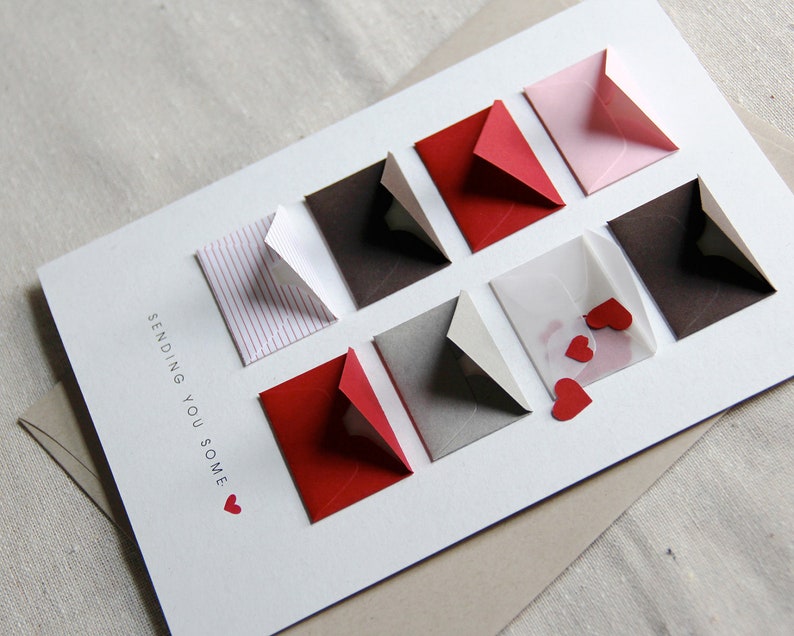 Sending You Love Tiny Envelopes Card with blank notes and confetti image 4