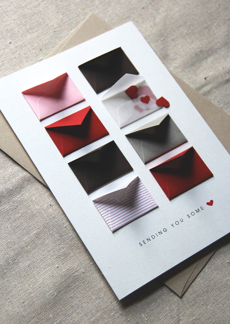 Sending You Love Tiny Envelopes Card with blank notes and confetti image 3