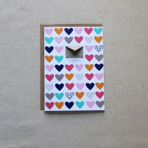 Valentine Card Je T'aime Navy - Tiny Envelopes Card