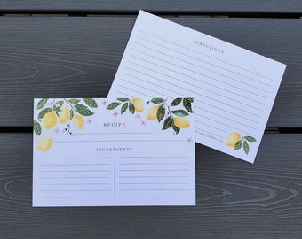 Lemons Hand Illustrated Recipe Cards | Set of 10 | 4x6 flat cards