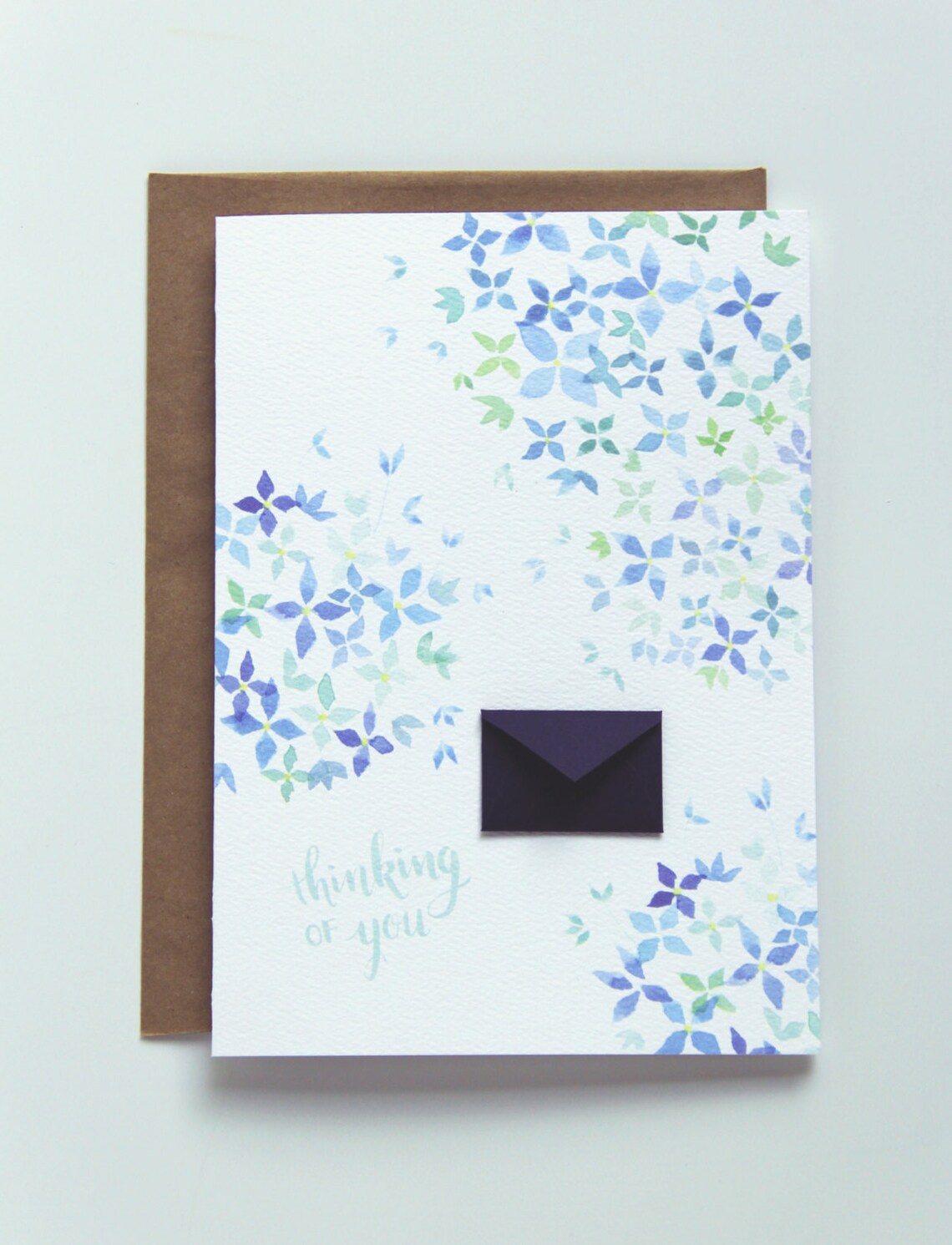 Thinking of You Watercolor Hydrangea Tiny Envelopes Card - Etsy