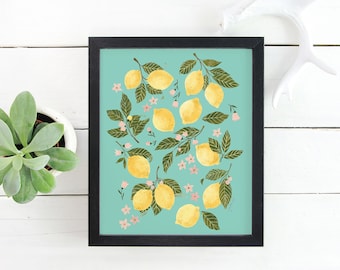 Lemons in Gouache Art Print 8x10