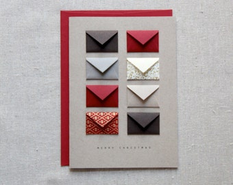 Merry Christmas Red and Gold Tiny Envelopes Card