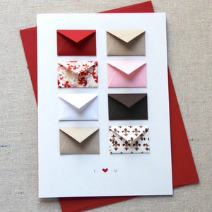 I Love You Tiny Envelopes Card with blank notes and confetti image 2