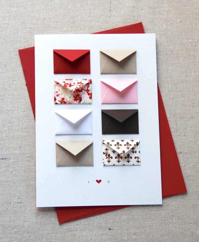 I Love You Tiny Envelopes Card with blank notes and confetti image 2