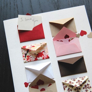 I Love You Tiny Envelopes Card with blank notes and confetti image 3