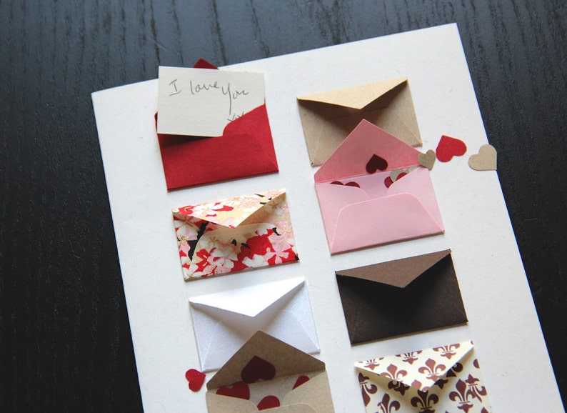 I Love You Tiny Envelopes Card with blank notes and confetti image 3
