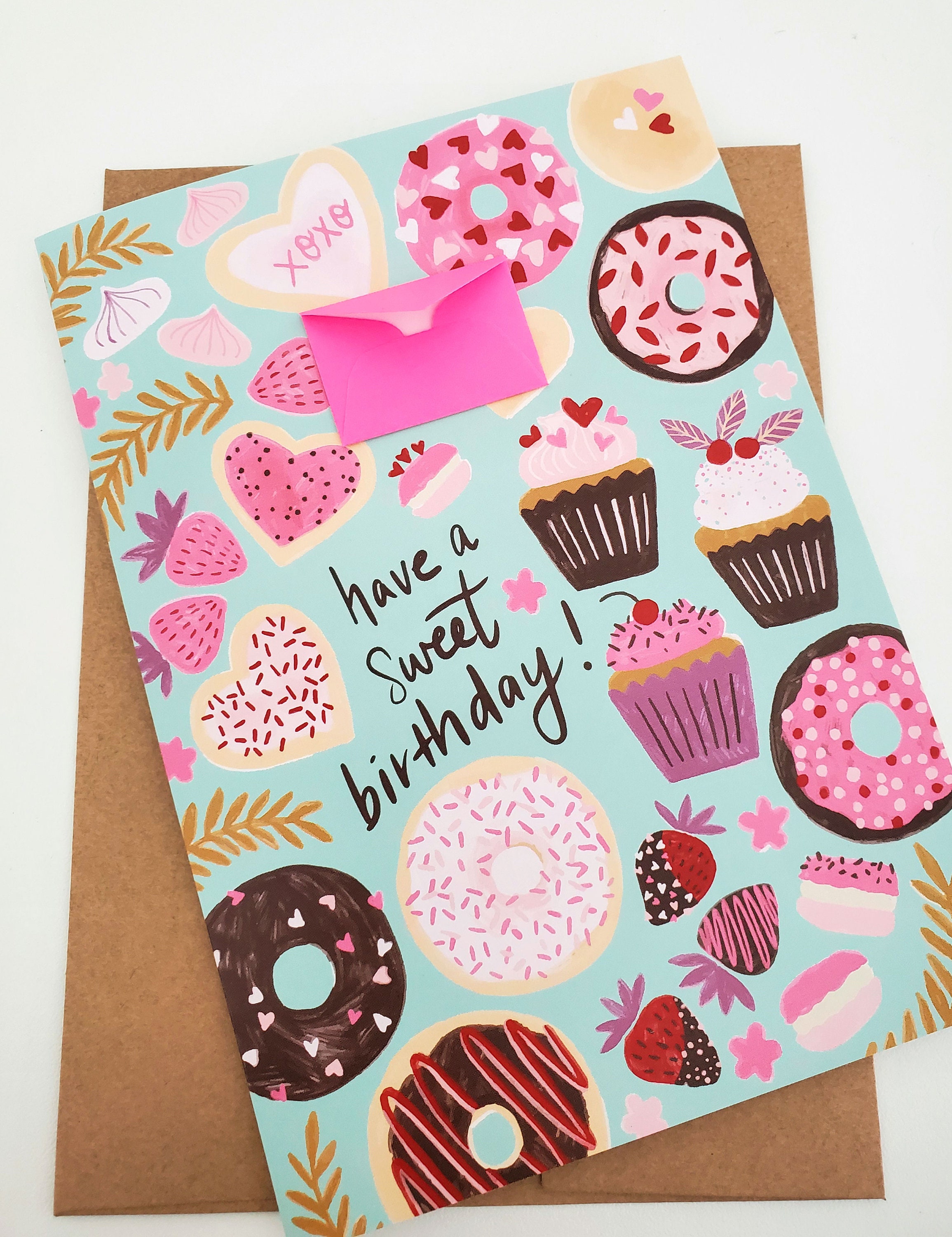 Sweet Birthday Hand Illustrated Tiny Envelopes Card - Etsy