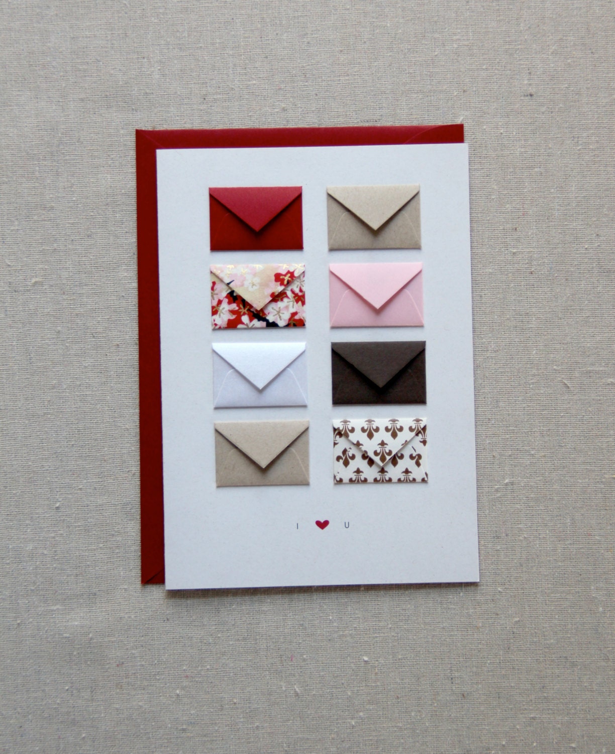 I Love You Tiny Envelopes Card with blank notes and confetti