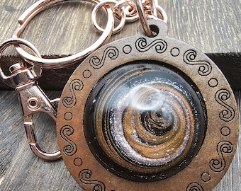 Wood Resin Purse Charm: Orange Color Shift Bag Charm