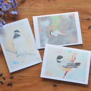 Jeu de cartes mésange 14 x 10 cm, cartes de voeux, cartes pour correspondance, cartes de remerciement, cartes d'anniversaire