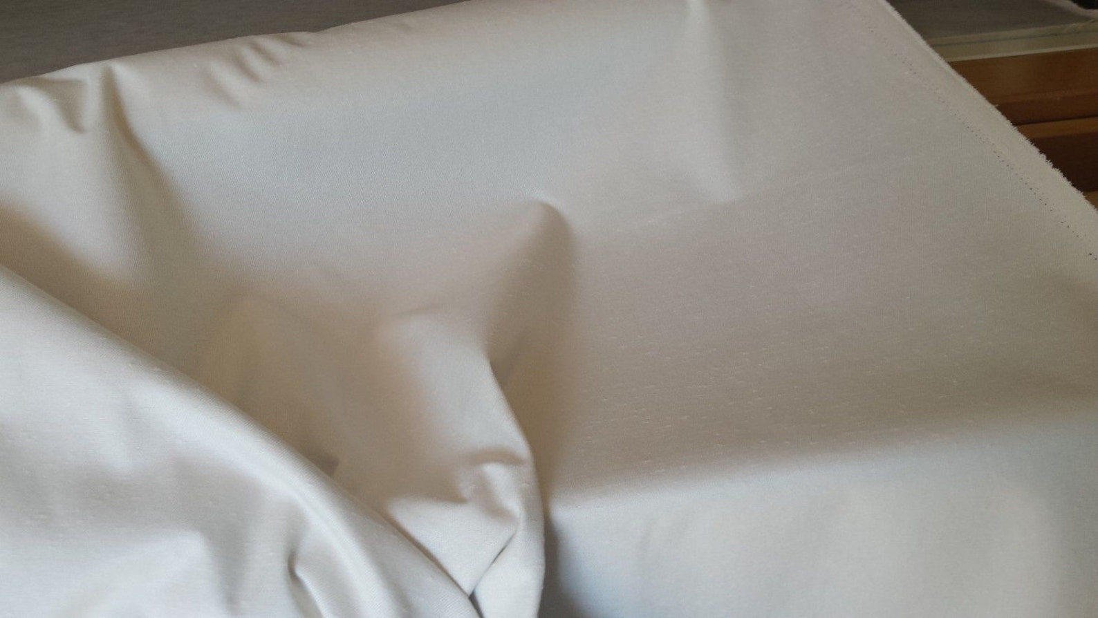 Woven SOFT Creamy WHITE Solid SLUBBED Polyester Upholstery Fabric, 02 ...