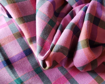 PURPLE Orange Pink Hunter Green PLAID COTTON Blend Remnant Home Decor Fabric